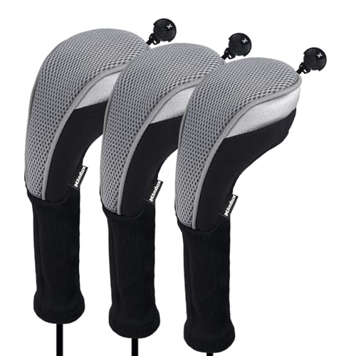 Andux 3pcs Long Neck Golf Hybrid Club Head Covers CTMT-02 Gray