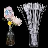 25 PCS Plastic Flower Card Holder Stick 9.4 Inch Flower Sticks for Card Floral Card Holder Picks Plastic Picture Holders for Centerpieces Transparent Fork Shaped Gift Card Holder for Wedding Festivals
