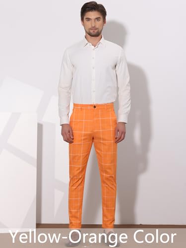 Lars Amadeus Men's Dress Plaid Pants Slim Fit Stretch Flat Front Dress Pants Plaid Slacks Trousers3