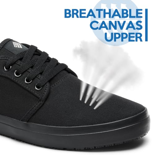 Image of Non-Slip Work Shoes for Men & Women, Unisex Water-Resistant Slip-Resistant (Wet & Greasy) Canvas Sneakers for Food Service, Comfortable Restaurant Shoes for Chef Server, Culinary Kitchen Cook Shoes