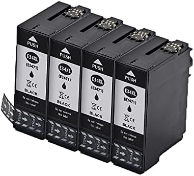 Befon 34 XL Ink Cartridges Replacements for Epson 34 34XL Inks Cartridges with A New Chip and Level Indicator Compatible with Epson WorkForce Pro WF-3720DWF WF-3725DWF (4 Black)