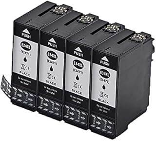 Befon 34 XL Ink Cartridges Replacements for Epson 34 34XL Inks Cartridges with A New Chip and Level Indicator Compatible with Epson WorkForce Pro WF-3720DWF WF-3725DWF (4 Black)