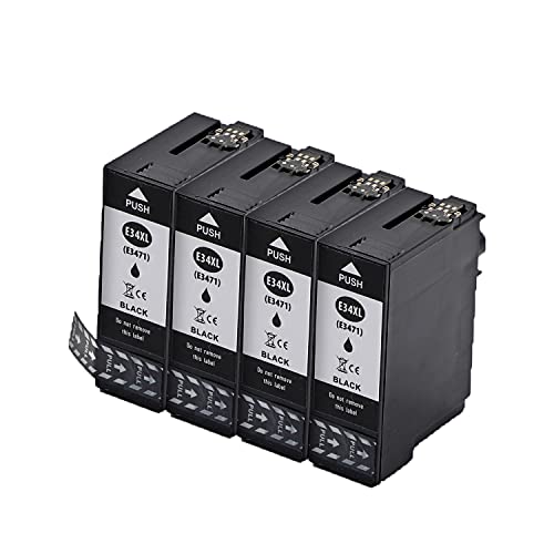 Befon 34 XL Tintenpatronen Ersatz für Epson 34 34XL Tintenpatronen Patronen mit neuem Chip und Füllstandsanzeige kompatibel mit Epson WorkForce Pro WF-3720DWF WF-3725DWF (4 Schwarz) Cover