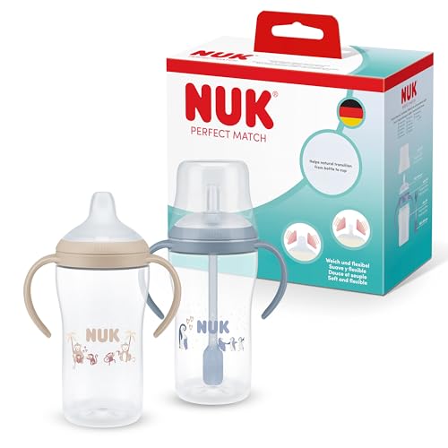 Nuk Perfect Match Vaso Aprendizaje Bebe 6 Meses 260 Ml Vaso Antiderrame Bebe Con Pajita Asas Antideslizantes Azul 2 Unidades