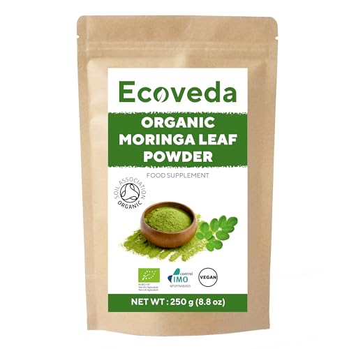 Organic Moringa Leaf Powder 250 gram, Organically Grown, Soil Association Certified Powdered Moringa Leaves, Tested for Heavy Metals
