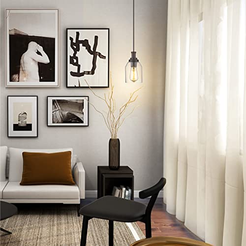 Zeyu 2 Pack Farmhouse Pendant Light Fixtures, Industrial Hanging Light For Kitchen Island, Clear Glass Shade, Oil Rubbed Bronze Finish, Zg33M1L-2 Orb #TOP4