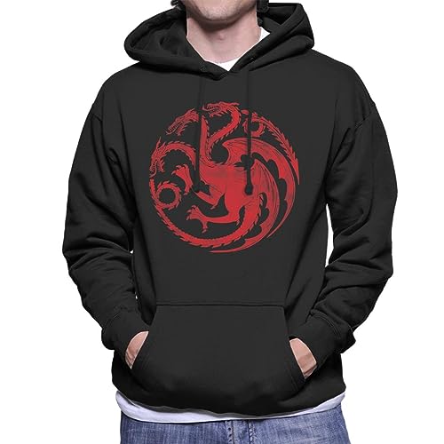 All+Every Game Of Thrones Three Headed Dragon Targaryen Sigil Men's Hooded Sweatshirt Black