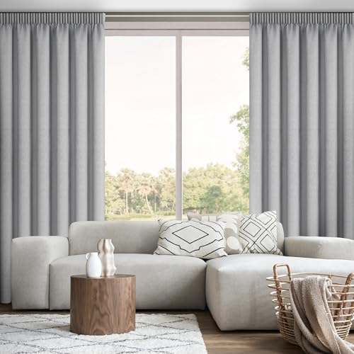 Eurofirany Carly Rideau 100% occultant avec Galon fronceur et Tunnel, Mat, Opaque, pour Salon, Chambre à Coucher, 270 x 140 cm (H x l) (1 pièce), argenté – vue 5