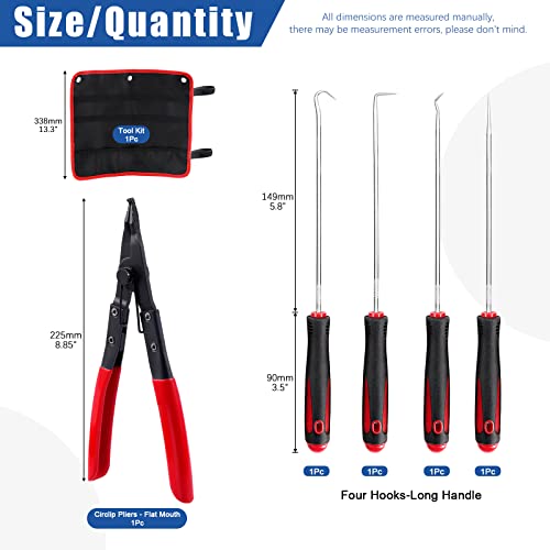 Glarks 10Pcs Snap Ring Pliers Set Including 4Pcs 7 Inch Internal/External Circlip Pliers Snap Ring Pliers With 4Pcs Hooks And Pick Set And 9 Inch Lock Ring Horseshoe Washer Pliers With 1Pc Storage Bag #TOP2
