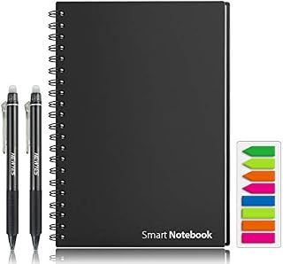 Smart Reusable Notebook, HOMESTEC College Ruled Eco-Friendly Notebook with 2 NEWYES Erasable Pen