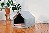Rexproduct - PetHome Hundehütte mit Liegefläche und Dach I Biss- und Kratzfest I Gute Schalldämmung I Umweltfreundlich & Einfach zu Montieren I Größe S (60x42x43 cm) - Dunkelgrau und Rot