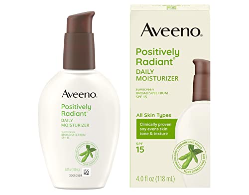Johnson & Johnson Aveeno Positively Radiant Daily Face Moisturizer with Broad Spectrum SPF 15 Sunscreen and Soy Extract, 4 fl. oz