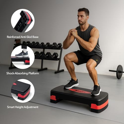Image of Boldfit Aerobic Stepper for Home Workout, Adjustable Height Fitness Step Platform for Cardio, HIIT & Strength Training, Non-Slip Durable Exercise Stepper for Weight Loss, Balance & Toning Exercises