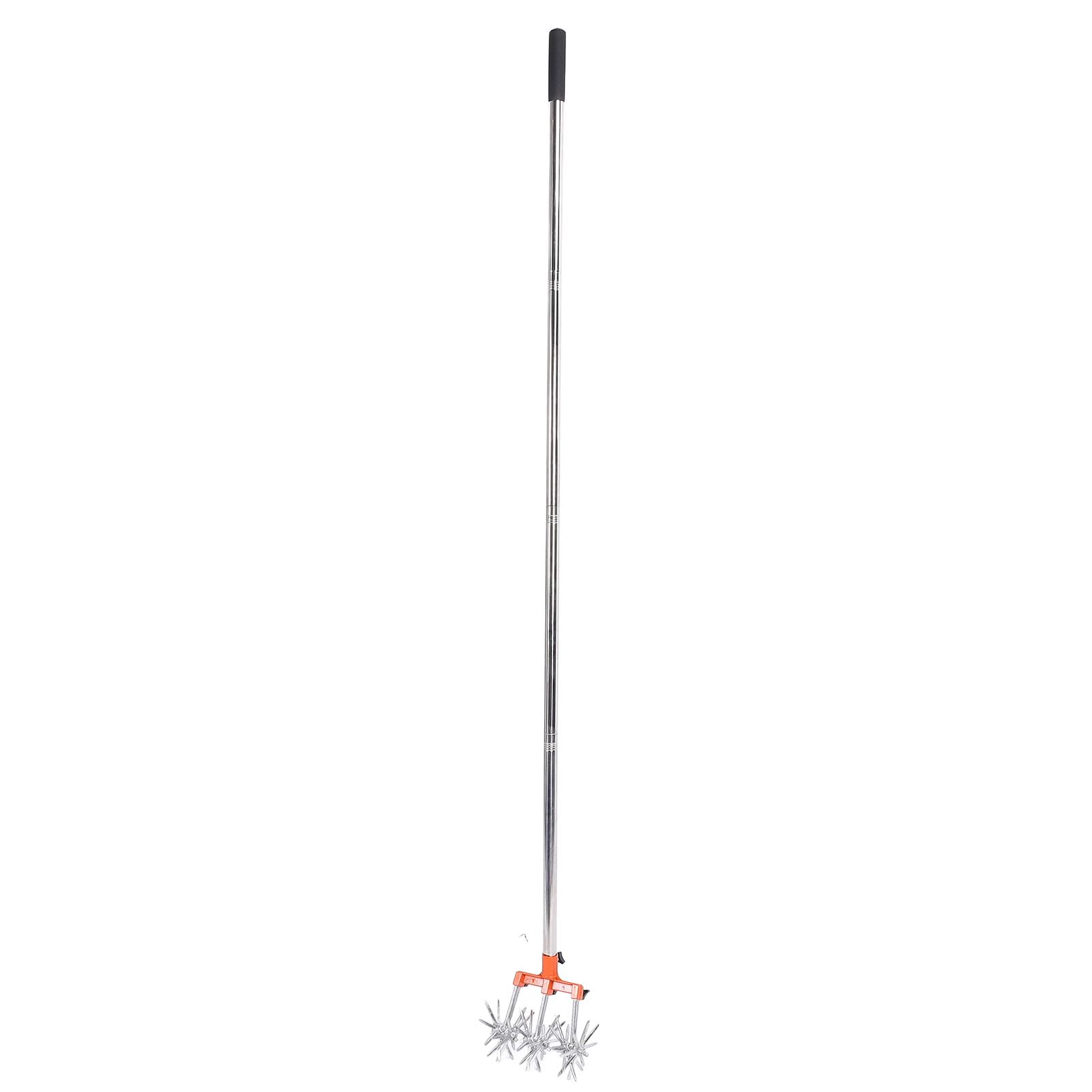 Cultivador Rotativo Manual, Timón de Mano de Acero Inoxidable con Ajustable y 3 Ruedas Intercambiables, para la Aireación y Desmalezado del Suelo del Jardín del Césped