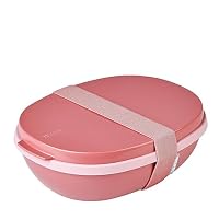 Mepal - Lunchbox Ellipse Duo - Meal Prep Box für Erwachsene & Salatbox zum Mitnehmen - Brotdose für ein gesundes Mittagessen - Ideal für Sandwiches & Salate - 825 ml + 600 ml - Vivid mauve – Ansicht 1