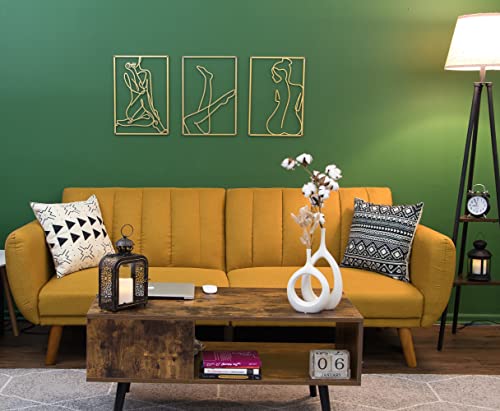 Gold Modern Wall Décor For Bedroom Minimalist Wall Art Gold Home Decor Metal Wall Art Gold Room Décor Abstract Female Single Line Art Hanging Bedroom Décor Wall Sculptures Gold Decor Accents For Living Room Decor Accent 18 X 12 Inches (Gold 3) #TOP6