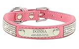 Collar de perros con diamantes de imitación, hebillas de diamantes brillantes, 5 ojales ajustables.