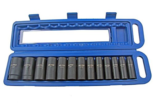 Bergen Us Pro 13Pc 1/2"Dr Deep Impact Sockets Sae Af Imperial 12 Point Bi-Hex B1485