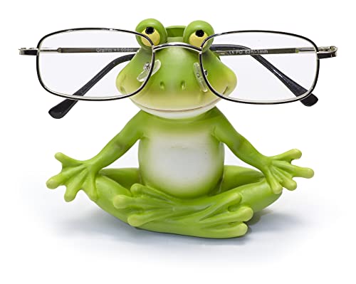 By Bers Leon tolle Designs Brillenhalter Brillenständer Brillenablage Brillenaufbewahrung handbemalt Tiere Tiermotive wirklich lustig für Spaßversteher und Junggebliebene Geschenk (Frosch Yoga)