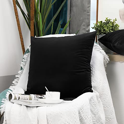 Onme Black Velvet Pillow Covers, Throw Pillow Covers 18X18 Inch, Set Of 2 Soft Decorative Pillow Cover For Couch Décor #TOP4