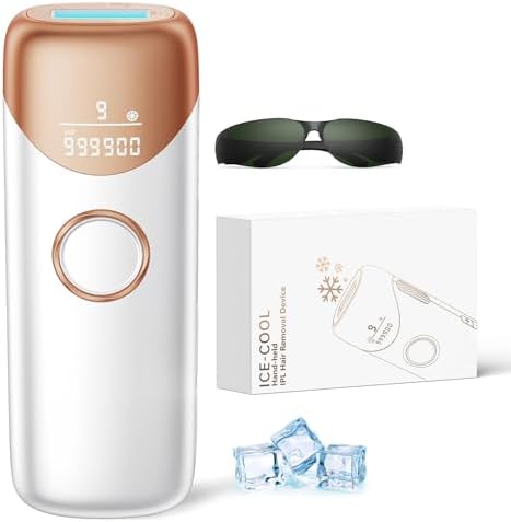 Ubroo Laser Hair Removal,IPL Hair Removal Device with 5℃ Ice Cooling,At-Home Painless Laser Hair Removal for Women & Men,Body Legs Armpits Use (Gold)