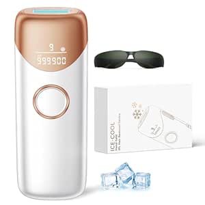 Ubroo Laser Hair Removal,IPL Hair Removal Device with 5℃ Ice Cooling,At-Home Painless Laser Hair Removal for Women &amp; Men,Body Legs Armpits Use (Gold)