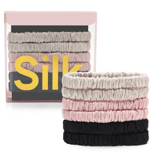 6Pcs Silk Hair Ties 100% Pure Mulberry Silk Scrunchies for Women Girls