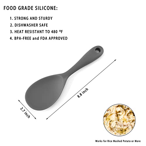Rice Paddle, Silicone Rice Spoon Non Stick Rice Scooper Heat Resistant Kitchen Gadge Rice Spoon Paddle Cooking Utensil Rice Spatula Rice Cooker Spoon For Rice, Salads, Mashed Potato (Set Of 2) #TOP1