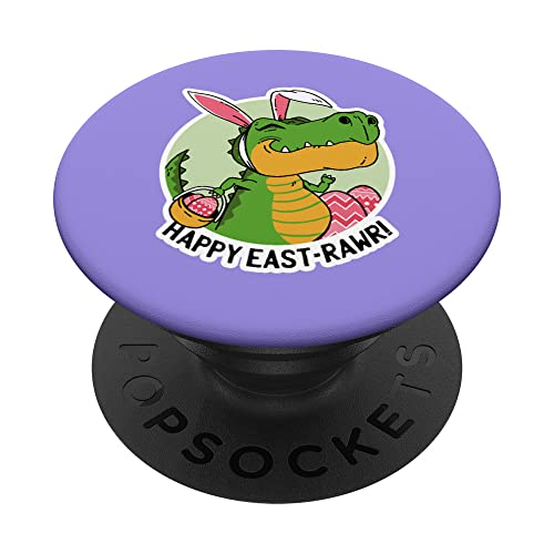 T Rex Dinosaur Easter Bunny Egg Happy East-rawr Kids PopSockets PopGrip Intercambiable