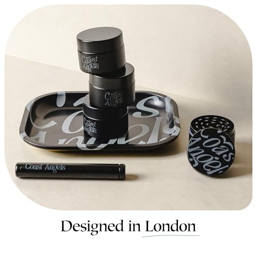 COAST ANGELS Geruchsdichte Tasche mit Zubehör-Set – Stash Box mit Grinder, 3 Gläsern, Rolling Tray & Tube – Abschließbare Tasche als Geruchsdichte Box für Zuhause, Reisen und Geschenke