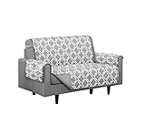 Austin Reversible Solid/Print Microfiber Furniture Protector With Strap & Side Pockets (Loveseat, Grey)