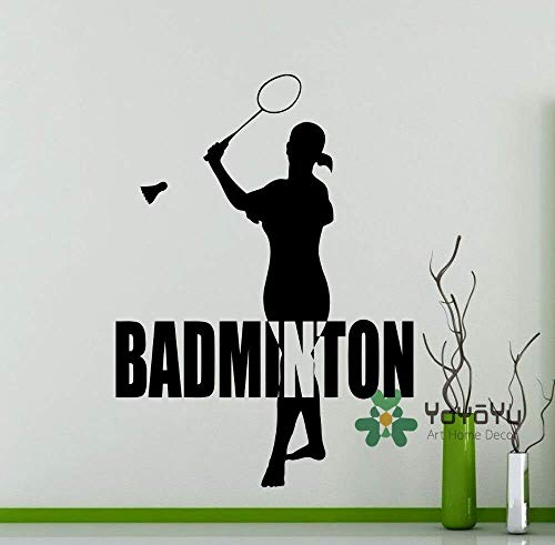 Mädchen Badminton Player Wandtattoo Shuttlecock Schläger Sport Vinyl Aufkleber Diy Art Home Wand Raumdekor Wandbild Adesivo N 57 * 80 Cm