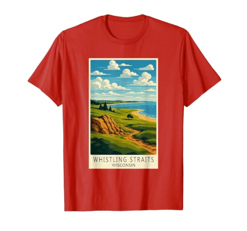 Whistling Awesome Golf Courses Wisconsin T-Shirt Men XL Red