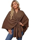PULI Poncho Élégant pour Femme - Ponchos en Tricot - Capes - Ouverture Avant - Écharpe Env...