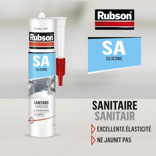 Rubson SA Mastic Sanitaire Blanc, Mastic silicone acétique contenant des antifongiques puissants, Joint sanitaire étanche pour tous matériaux émaillés, 300 ml – vue 3