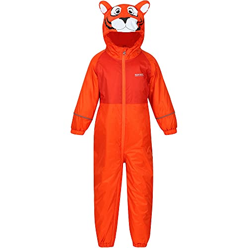 Image of Regatta Mudplay III Waterproof Breathable Thermoguard Suit for Kids, Blaze Orange Tiger
