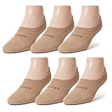 SHEEC Girls NON-SLIP NO SHOW REINFORCED Seamless TOE Active SoleHugger Loafer Sock - Mid-cut Beige XSMALL 6 pairs
