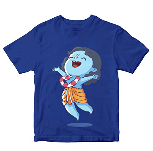 Image of Boys' Regular Fit T-Shirt Krishna Leaping with Joy 100% Cotton Boy's Girl's Unisex Fit T-Shirt