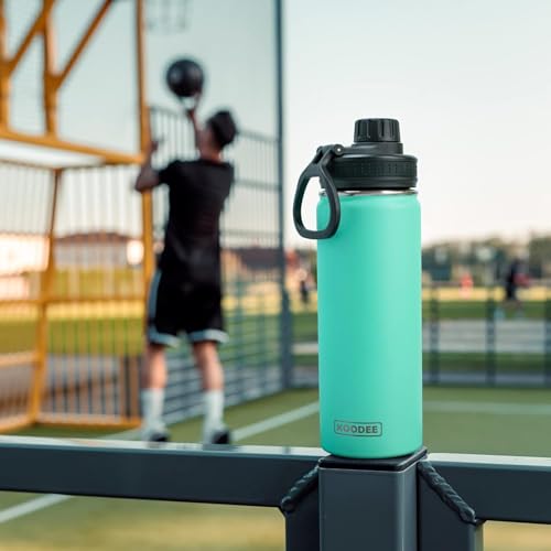 Image of koodee Water Bottle for School-16 oz Stainless Steel Triple Wall Vacuum Insulated Water Bottle for Girls, Wide Mouth Bottle with Leakproof Spout Lid (Teal)