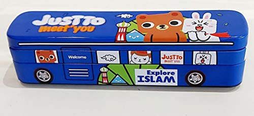 Parradise Bus Pencil Box, Compass Multicolor Cartoon Printed School Bus Metal Pencil Box Color – Dark Blue Parradise Bus Pencil Box, Compass Multicolor Cartoon Printed School Bus Metal Pencil Box Color – Dark Blue