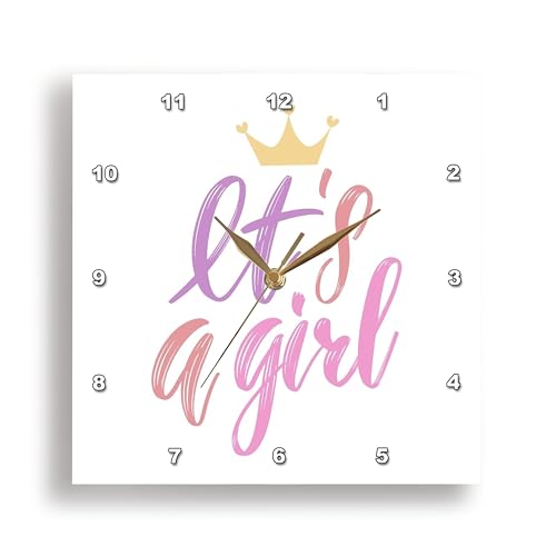 3dRose 10" Pink Baby Shower Wall Clock - Girl Rosette