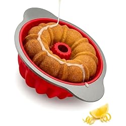 Boxiki Kitchen Premium Non-Stick Silicone Pound Cake Pan – Heavy-Duty Steel Frame, BPA & PFOA Free – Durable Fluted Cake Pan, Moldes para Gelatinas, Pasteles, Flan – No Warping, No Shape Loss