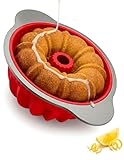 Silicone Bundt Pan by Boxiki Kitchen | Professional Non-Stick Pound Mold For Baking Bundt Cake, Pound Cake, Bread | FDA Approved Silicone w/Heavy Grade Steel Frame and Handles