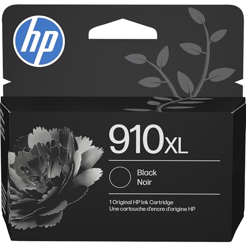 HP 910XL Black High-Yield Ink Cartridge | Works with OfficeJet 8010, 8020 Series, OfficeJet Pro 8020, 8030 Series | Eligible for Instant Ink | 3YL65AN