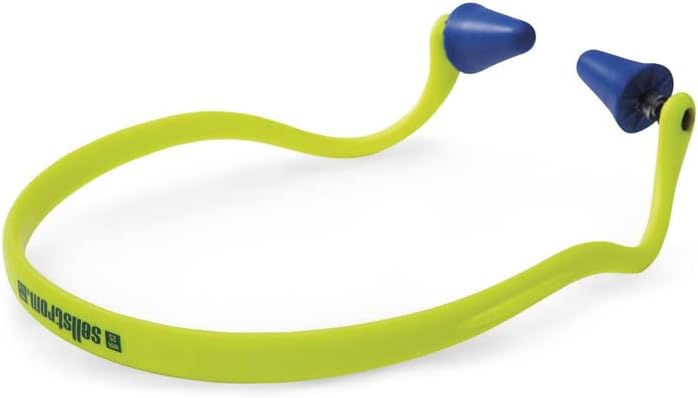 Sellstrom Reusable Banded Earplugs for Work - Work Safety Hearing Protection - 25dB - Hi-Vis Green/Blue