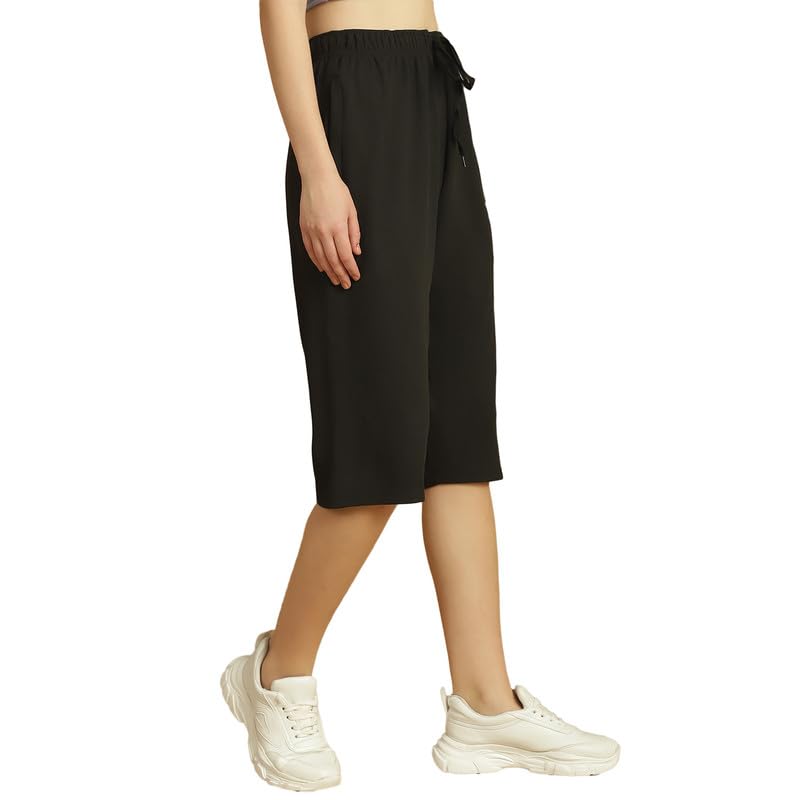 Image of Mack Jonney Solid Regular Fit Polyster Lycra Capri for Women-P