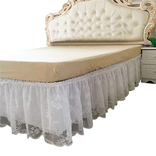 Elegant Lace Mesh Ruffled Bedskirt,Wrap-Around Bed Skirt Bed Sheet Case Dust Sheet,15.7