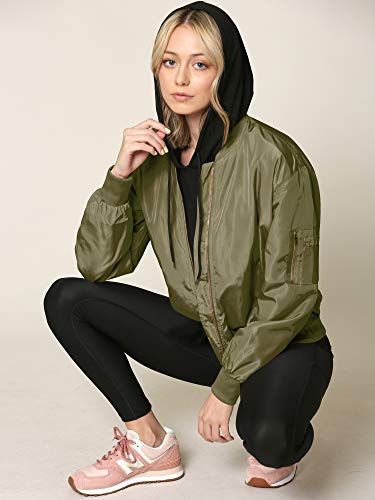 Lock and Love Women's Classic Lightweight Jacket Multi Pocket Windbreaker Bomber Jacket4