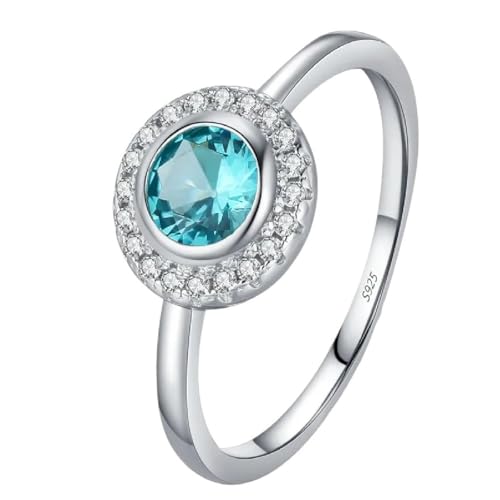 Bague paraïba cubic zirconia - Anneau de bande empilable en argent pour femme