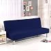 Fundas de Sofá Sin Brazos Plegable Fabric Poliéster Spandex Protector de Muebles Cubre Sofa Cubierta para Sofa Cama Fundas de Clic-clac Elástica Fundas Sofá 3 Plazas Color Sólido (Marina)